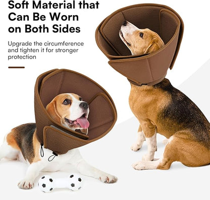 Queenmore Dog Cones for Large Dogs,Soft Dog Cone Stop Licking After Surgery, Adjustable Pet E-Collar Alternative for Wound Healing,Coffee,X-Large