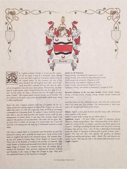 Mr Sweets Wormer Coat of Arms, Crest & History 8.5x11 Print - Name Meaning, Genealogy, Family Tree Aid, Ancestry, Ancestors, Namesakes - Surname Origin: Dutch Holland The Netherlands