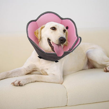 Dog Cone Collar After Surgery,Adjustable Soft Dog Recovery Collar to Stop Licking Wounds,Comfortable Light-Weight Elizabethan Collar for Dogs Anti-Bite Lick Protective Wound,Pink,L