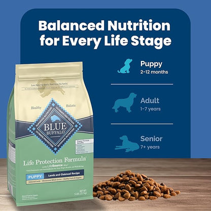 Blue Buffalo Life Protection Formula Puppy Dry Dog Food with DHA and ARA, Made with Natural Ingredients, Lamb & Oatmeal Recipe, 34-lb Bag