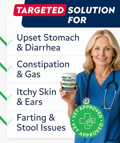 STRELLALAB Dog Probiotics Chews for Gut Support & Digestive Health with Enzymes - Anti Diarrhea and Upset Stomach Immune Supplement - Digestion Treats with Fiber and Prebiotics (180Ct, Chicken)