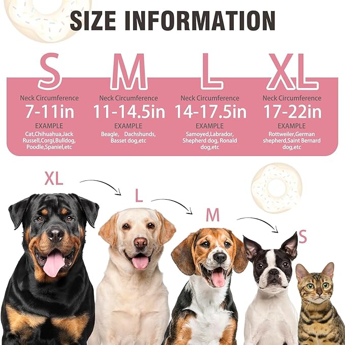 BINGPET Protective Dog Cone Collar,Soft Recovery Pet Cone for Dogs Cats,Washable Protective Recovery Collar for Large Medium Small Dogs,Inflatable Dog Cone