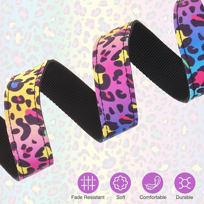 Dog Collar and Leash Set for Small Dogs, Adjustable Soft Puppy Collar with Quick Release Buckle, 5FT Heavy Duty Nylon Matching Leash for Boy Girl Chihuahua, Yorki, Bulldog, Leopard XS