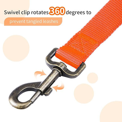 HIKISS Long Dog Leash Obedience Recall Training Agility Lead with Thickening Material for Large Dog - 15ft 20ft 30ft 50ft 100ft Training Leash(Orange 15ft)