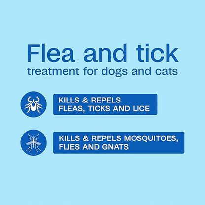 ADAMS Plus Pyrethrin Flea Dip for Dogs and Cats, Kills and Repels Fleas, Ticks, Lice, Gnats, Mosquitoes and Flies, for Dogs, Cats, Puppies, & Kittens, 4 Fl oz