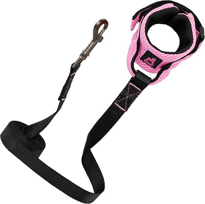 Gooby Soft Mesh Wrist Band Surfer Leash - Pink, 6 FT - Comfortable Hands Free Leash with Elastic Band for Small, Medium and Large Dogs