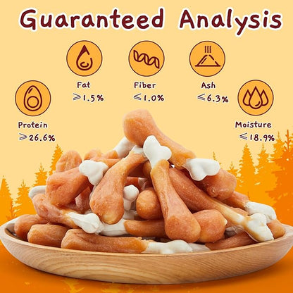 Jungle Calling Chewy Chicken Dog Treats Real Chicken Calcium Bone, Rawhide Free, Teeth Clean & Breath Fresh Dog Training Treats for Small/Medium Dogs, 21.2 oz