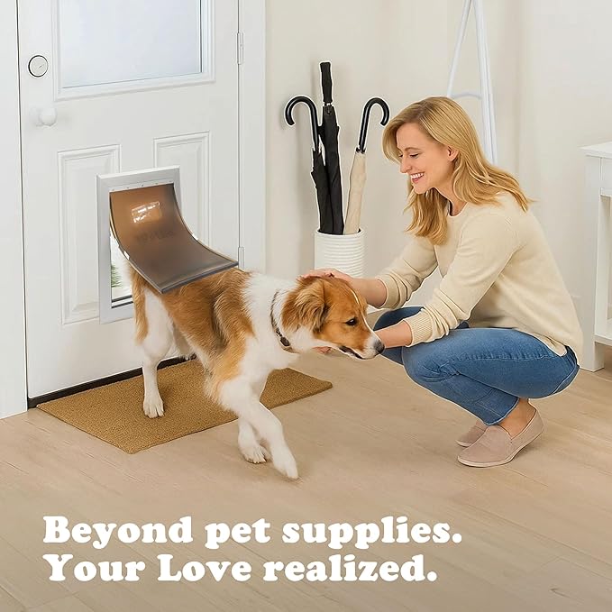 Large Dog Door for Door - Aluminum, Lockable for Safety, Easy in & Out, Extreme Weather Resistant, Up to 110 lbs