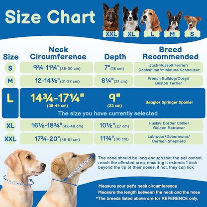 BARKLESS Soft Dog Cone, Soft Cone for Large Dogs to Stop Licking Biting Wounds, Breathable Surgical E Collar for After Surgery, Adjustable Elizabethan Collar for Neuter Incision Care