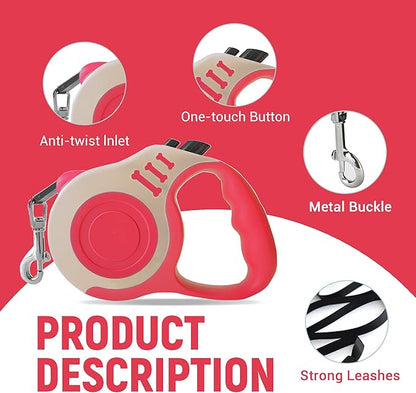 Retractable Dog Leash Automatic Telescopic Tractor Dog Tape, Pet Tape 10/16 FT Durable and Convenient, with Non-Slip Handle, Suitable for Small and Medium-Sized Dogs