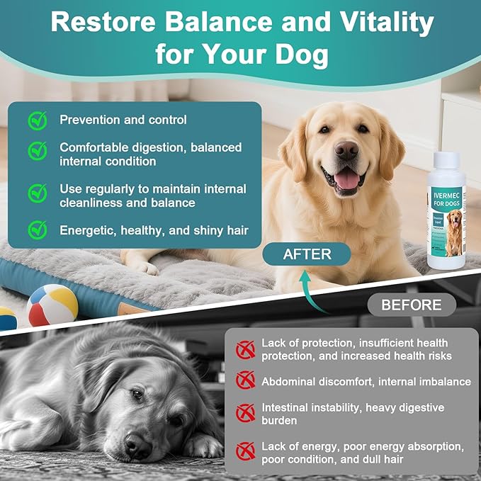 DEWORMER for Dogs – Broad Spectrum Digestive Cleanser, Supports Removal of Hookworms, Lungworms, Pinworms & Roundworms, Tapeworms, Whipworms, Internal Balance Support