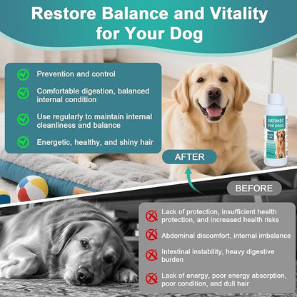DEWORMER for Dogs – Broad Spectrum Digestive Cleanser, Supports Removal of Hookworms, Lungworms, Pinworms & Roundworms, Tapeworms, Whipworms, Internal Balance Support