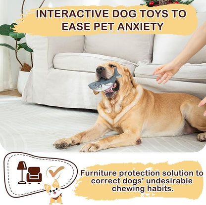 Dog Toys for Aggressive Chewers, Shark Dog Toy with Curved Design for Easy Pick Up, Nylon Chew Toys to Keep Dogs Busy for Hours for Medium, Large Dogs (25-80 lbs)