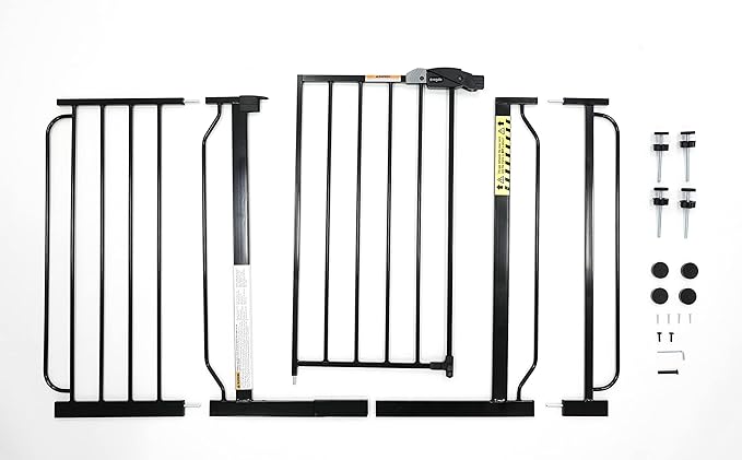 Regalo Safety 29-49" Easy Step Extra Wide Baby Gate for Doorways & Bottom of Stairs, Pressure Mounted Safety Gate with Door for Babies, Toddlers & Pets, Black