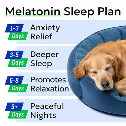 BARK&SPARK Calming Melatonin for Dogs Sleep - 6mg Melatonin Chews for Small & Large Dogs Calm Aid - Calming Treats for Stress Anxiety Relief - Melatonin Chewable Pills & Tablets Puppies - Bacon