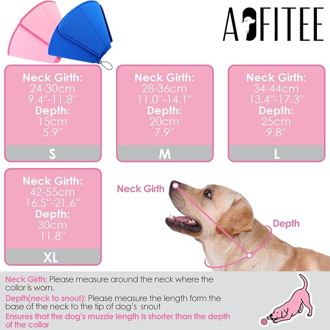 AOFITEE Dog Cone Collar, Adjustable Dog Cone for Dogs to Stop Licking, Breathable Elizabethan Collar for Small Medium Large Dogs Cats, Soft E-Collar Wound Healing After Surgery(Pink,Small)