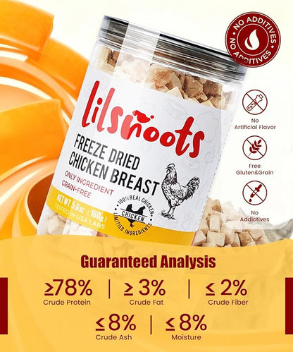 Freeze Dried Chicken Dog Treats Cat Treats, Single Ingredient Raw Chicken Pet Treats, Food Topper, Training Treats, Rawhide Free Freeze Dried Chicken High Protein, 4.6oz