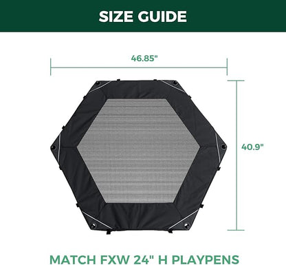 FXW Homeplus Indoor Dog Playpen with Hexagon Mesh Top Cover for Escape Prevention, 24 Inch 6 Panels Heavy Duty Dog Pen for Puppies and Small Dogs, White│Patented