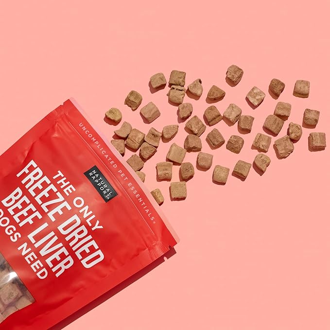 Natural Rapport Freeze Dried Beef Liver Dog Treats - Single Ingredient, USDA Beef, Training Treats for Small & Large Dogs (8 oz, 500+ Treats)