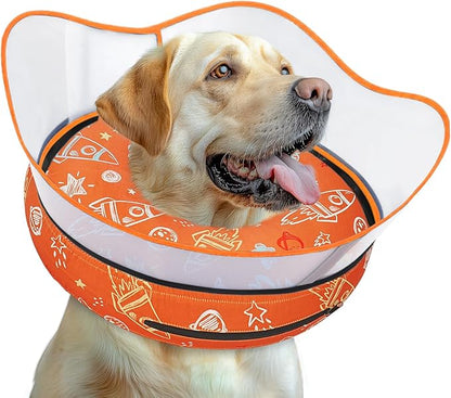 Elevated Inflatable Dog Cone Collar to Stop Licking, Dog Donut Collar After Surgery, Soft Pet Cone Alternative for Small Medium Large Dogs