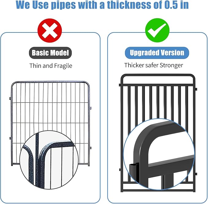 New Thickened Version Dog Playpen, 40 Inch Dog Fences for The Yard, Portable Outdoor Dog Playpen for Large/Medium/Small Dogs, Foldable Metal Dog playpen, with Doors (16 Panels, 40 Inch)