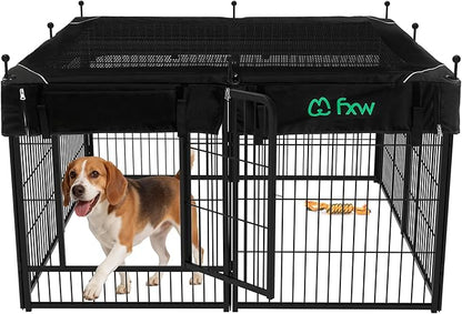 FXW Rollick Unleashed Dog Playpen for Indoor, Yard, RV Camping, 32 inch 8 Panels Dog Pen with Playpen Cover for Small and Medium Dogs, Black│Patented