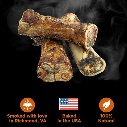 Best Bully Sticks Hickory Smoked Marrow Bones - 8 Count (Pack of 1) - No Additives, Long-Lasting, Great for Large Breeds