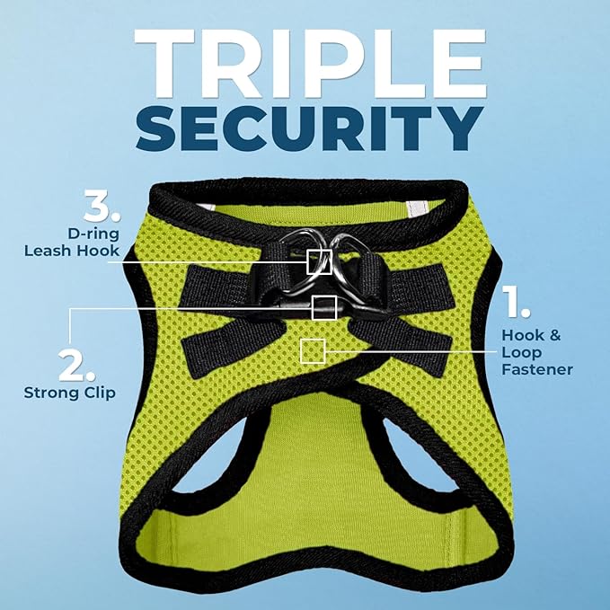 Best Pet Supplies Voyager Step-in Air All Weather Mesh Harness and Reflective Dog 5ft Leash Combo with Neoprene Handle, for Small, Medium and Large Breed Puppies - Set (Lime/Black Trim), Medium