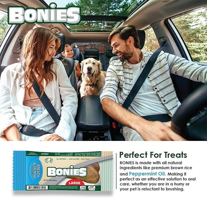 Bonies Natural Breath and Dental Formula Large-Sized Single Bone - All-Natural Ingredients, Fresh Breath, Cleans Teeth, Low Calories, Chicken Flavor, [Large Dog], 1 Bone