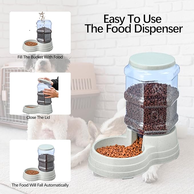 2 Pack 6L Automatic Gravity Pet Feeder and Water Dispenser Set, Large Capacity Automatic Dog Feeder and Dog Water Dispenser for Small Medium Dog Pets Puppy Kitten