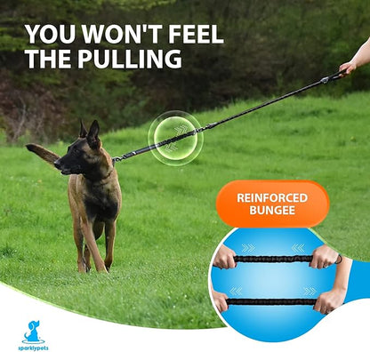 SparklyPets - Heavy Duty Bungee Rope Leash for Large and Medium Dogs - No Pull, Shock Absorber Long Dog Training Lead - No Slip Reflective Line for Outside (5.5 Ft Bungee Leash)