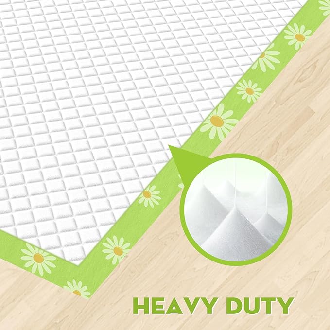 CROCI Pee Pads for Dogs 28x34in Daisy Pattern, Puppy Pads with Adhesive Tabs Super Absorbent Up to 8 Cups, Disposable (40 Counts)