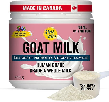 Pets Gone Wild | Goat Milk Powder with Cranberry & Blueberry | Non-GMO & Picky Eater Friendly | Nutrient-Dense Supplement for Daily Wellness & Hydration | 250 G