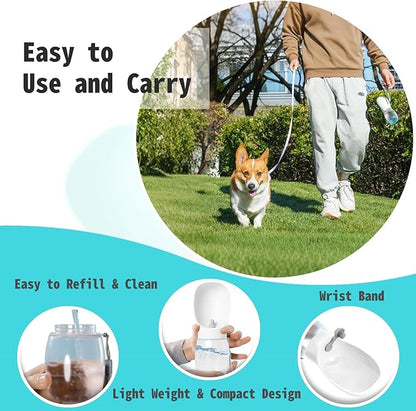 Kalimdor Dog Water Bottle,Leak Proof Portable Puppy Water Dispenser with Drinking Feeder, Dog Walking Accessories for Pets Outdoor Walking, Hiking, Travel, Food Grade Plastic
