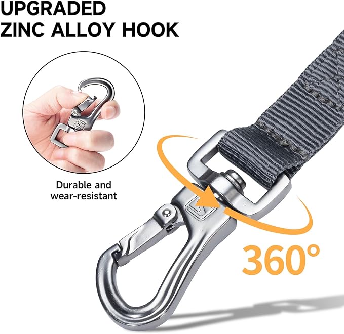 EXCELLENT ELITE SPANKER Tactical Bungee Dog Leash Military Adjustable Dog Leash Quick Release Elastic Leads Rope with 2 Control Handle（Grey