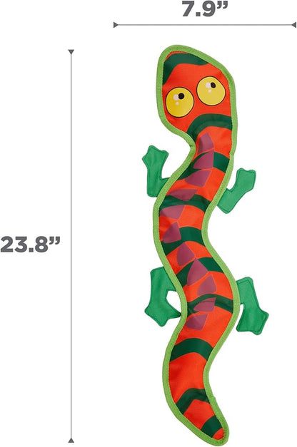 Outward Hound Fire Biterz Gecko Plush Firehose Material Interactive Dog Toy, Large