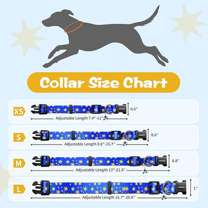 Kazazoo Dog Collar Cute and Soft Nylon Puppy Collar for Boy and Girl, Adjustable Dog Collars for Small Medium Dogs, Blue Sky-S