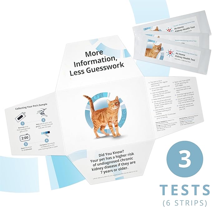 Petivity At-Home Kidney Health Test Kit for Cats — Quick Saliva Urea Test (2-Minute Home Check), Powered by Purina — Help Detect Early Kidney Changes - (Pack of 3)