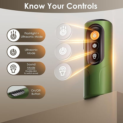 Dog Bark Deterrent Device & Anti Barking Device for Dogs, 50FT Ultrasonic Dog Trainer - Silent to Humans, Safe, Humane, Long-Lasting Rechargeable Green Handheld with LED, Indoor/Outdoor
