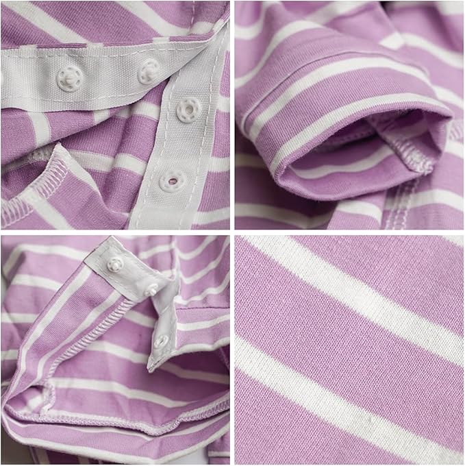 Dog’s Recovery Suit Post Surgery Shirt for Puppy, Full Coverage Dog's Bodysuit Wound Protective Surgical Clothes for Small and Medium Pets (Purple White Stripe-m)