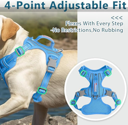 BARKBAY Dog Harness No Pull with ID Tag Pocket - Heavy Duty, Reflective, Easy Control for Large Dogs(Blue,M)