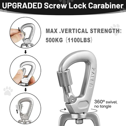 ZALER Short Dog Leash, 18 Inches Rope Traffic Leashes for Dogs, Reflective Dog Lead with O-Ring, Heavy Duty Pet Leash for Large and Medium Dogs (18'' Pink)