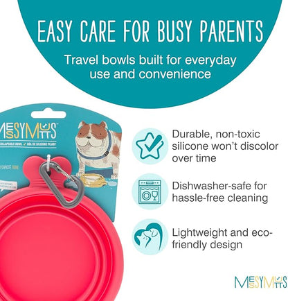 Messy Mutts Silicone Collapsible Bowl | Pet Travel Necessity | Portable Water or Food Dish | Pop Up Watering Bowl | Camping, Hiking, Walking Accessory | Small, 1.75 Cups | Watermelon