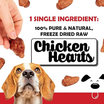 Winni Treats Freeze Dried Chicken Hearts for Dogs - Single Ingredient, Preservative-Free, Premium Chicken Hearts, High in Protein for Strong Muscles, Low in Fat, Healthy Dog Treats (3.75 Ounces)