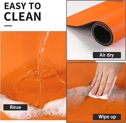 HotLive Dog Food Mat - Absorbent Cat Mat for Food and Water, No Stains Pet Feeding Bowl Mat, Easy to Clean Pet Placemats, Quick Dry Dog Water Dispenser Mat for Messy Drinkers | Orange 16"x 24"
