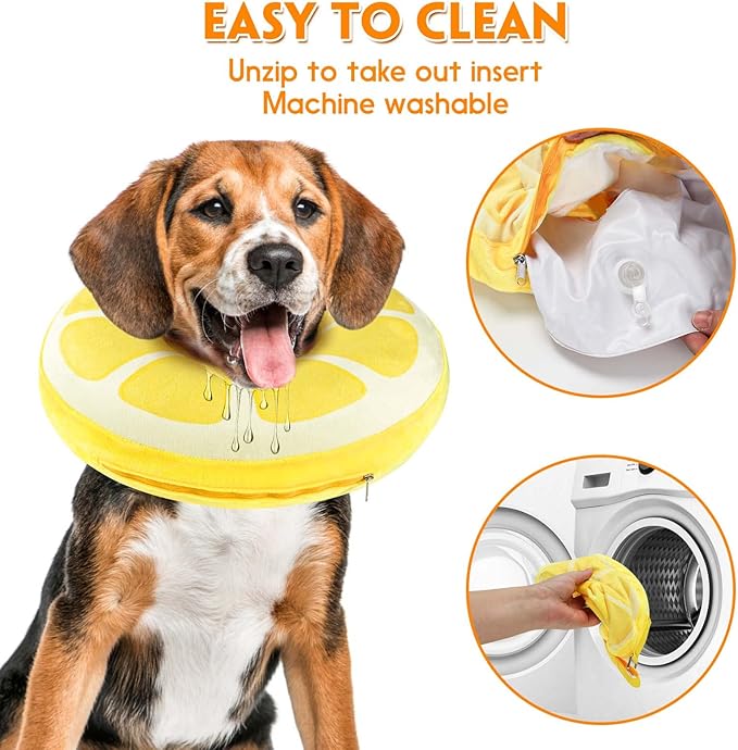 Inflatable Dog Cone, Protective Inflatable Collar for Jumbo Dogs, Soft Adjustable Pet Cone Alternative After Surgery for Wound Healing and Prevent from Biting or Scratching,XL(18"-22.5")