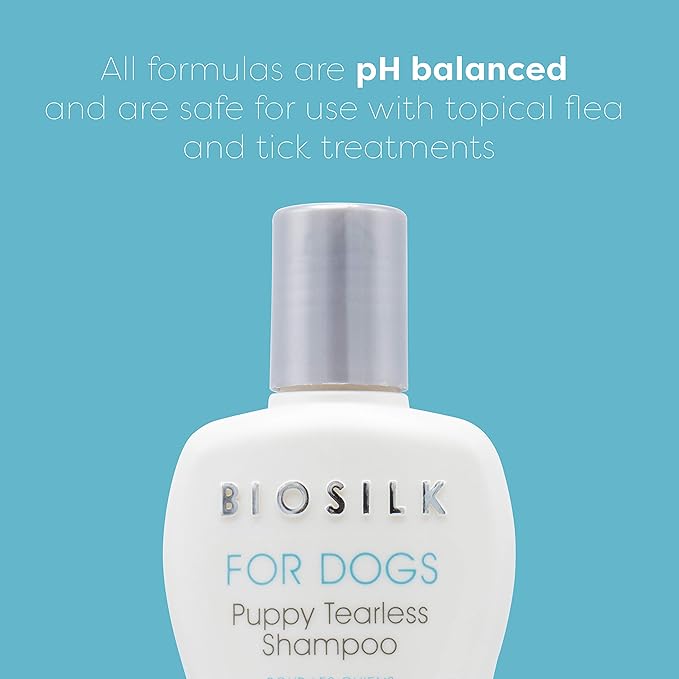 BioSilk for Dogs Puppy Tearless Shampoo, Gentle Dog Wash with Silk Proteins, Paraben and Sulfate Free Formula Helps Clean and Condition Coats for Puppies and Dogs, 12 Fl Oz - 6 Pack