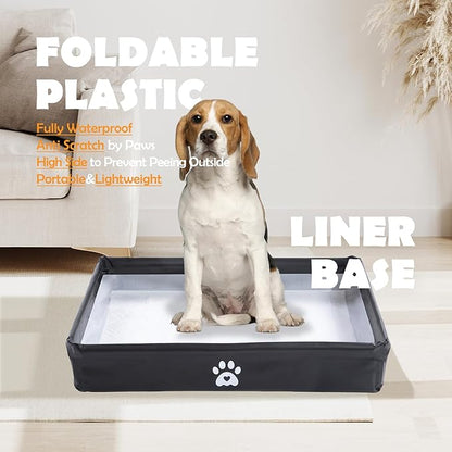 MEEXPAWS Dog Pee Pad Holder Tray Foldable, Puppy Pad Holder Liner Base High Side, Dog Litter Box Indoor for Small Dog 23 x15 in, Training Pad Holder Leak-Proof, Potty Pad Holder for Dogs Easy Clean