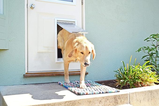 Endura Flap Double Flap Pet Door for Door Installations | Stylish for Interior & Exterior Doors | Durable Aluminum Frame & Weatherproof Dual-Layer Flap | White, Medium, Double Flap