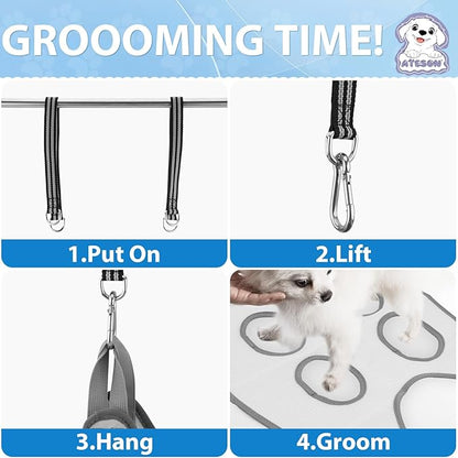 ATESON Pet Grooming Hammock Harness for Medium/Large Dogs Nail Trimming, Dog Sling for Cutting Nails, Dog Hanging Holder Hanger with Nail Clippers, Nail File, Scissors